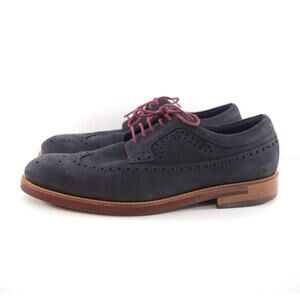 Ted Baker London Archerr Men's Wingtip Navy Blue Suede Oxford Dress Shoes 10